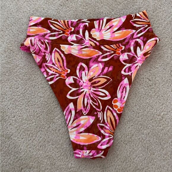 Aerie High Waisted High Cut Cheeky Floral Bottoms M - Picture 2 of 3